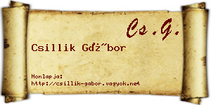 Csillik Gábor névjegykártya